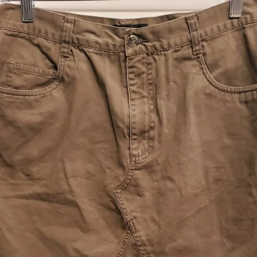 Xhilaration Junior's Army Green Jean Midi Skirt Raw Hem Size 13 - Picture 3 of 8